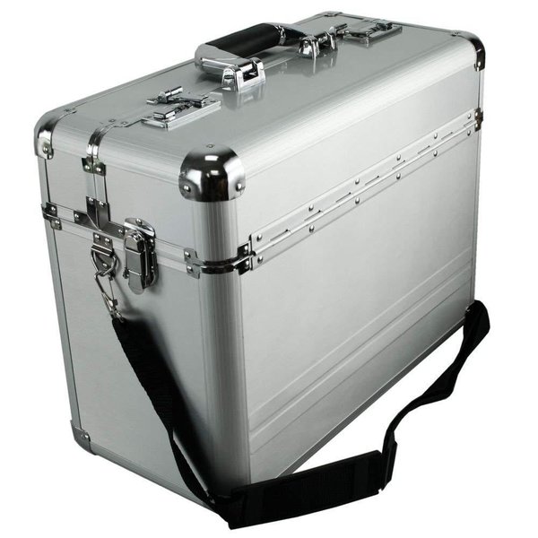 Aluminium Attache Case Laptop Schulter Gurt Aktenkoffer Alu 46 cm Silber