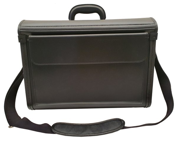 Pilotenkoffer Aktenkoffer Laptop Koffer mit Schulterriemen Schwarz 46 cm