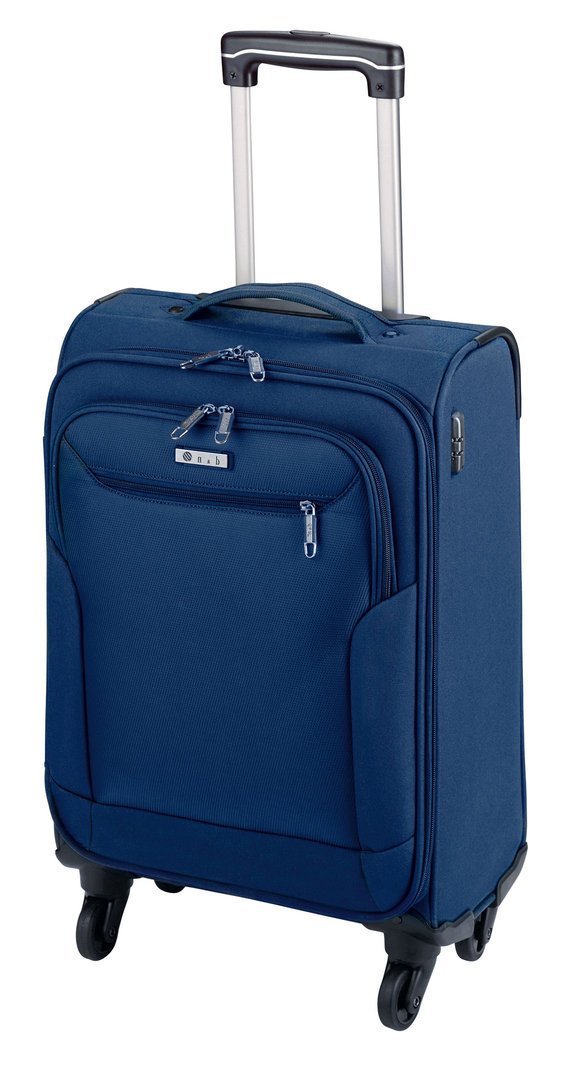 Leichter Stoff Bordgepäck Koffer 55 cm Weicher Rollen Trolley Uni Blau Bowatex