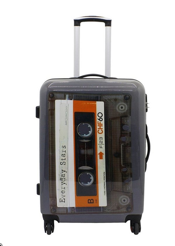 Koffer Reise Trolley Bordgepäck Kassette Tape Hartschale M Klein 55cm