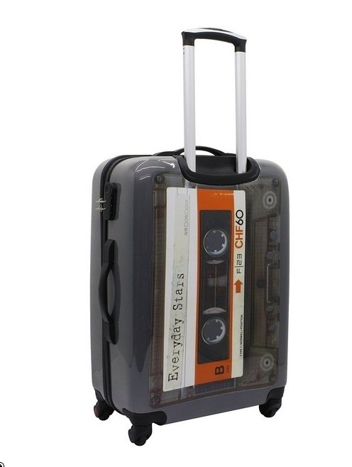 Koffer Reise Trolley Bordgepäck Kassette Tape Hartschale M Klein 55cm