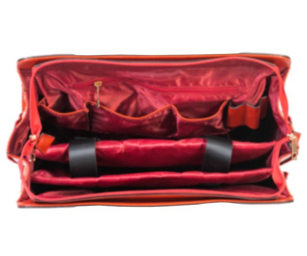 Kompakte Damen Aktentrolley Laptop Tasche im Design Wein-Rot