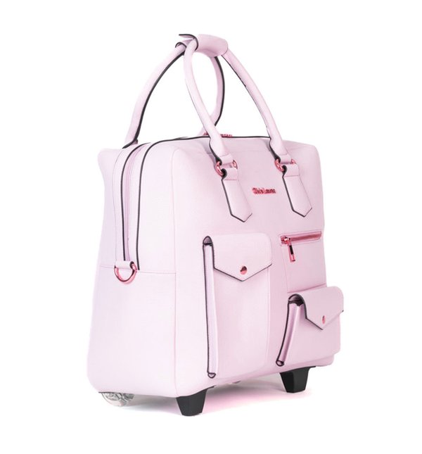 Damen Trolley Aktentasche Klein auf Rollen zum bequeme ziehen Pink