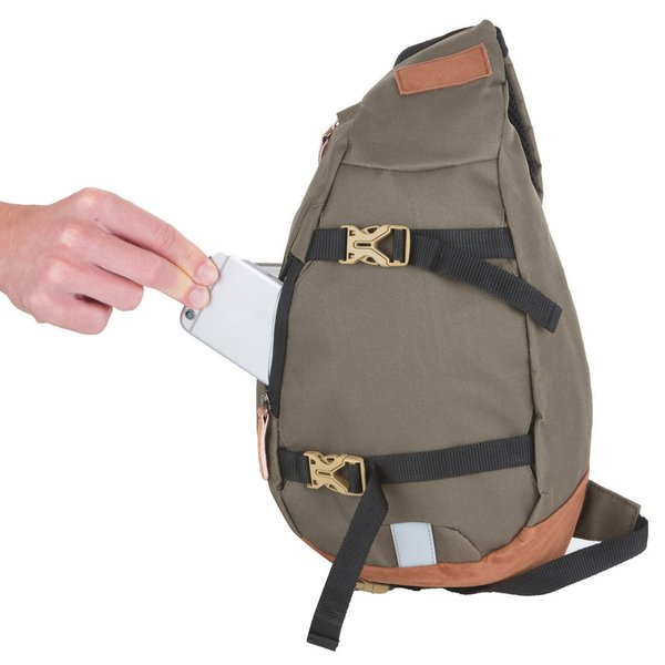 Crossover Shoulder Body Bag Schultertasche Khaki Grün 30 cm