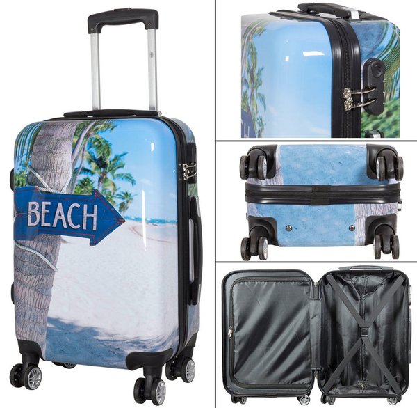 Großer Koffer mit Beach Strand Motiv Reisekoffer 77 cm 100 Liter