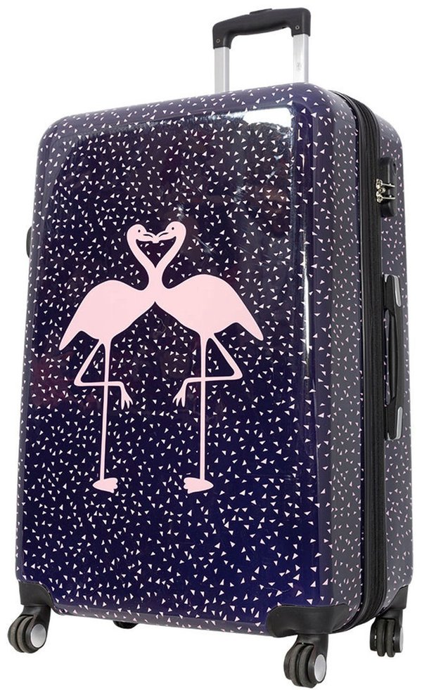 Großer 115 Li Reisekoffer, hübsche Flamingo Motiv Koffer mit Vogel 77 cm