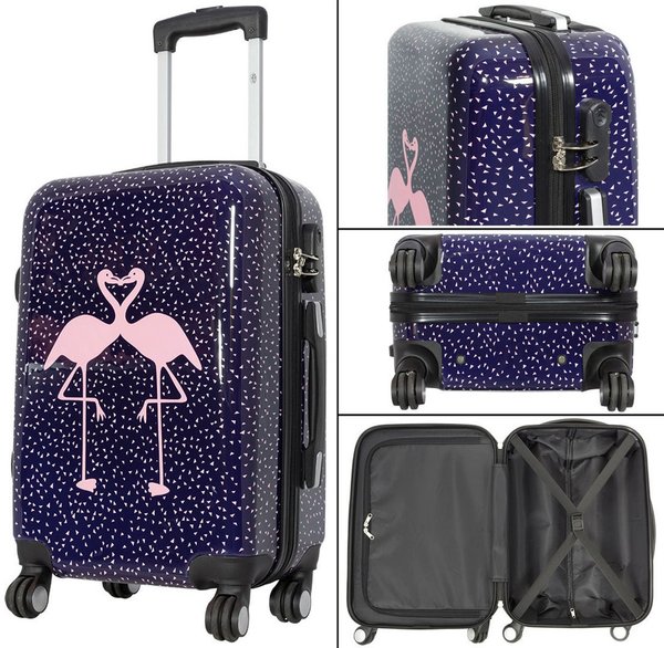 Großer 115 Li Reisekoffer, hübsche Flamingo Motiv Koffer mit Vogel 77 cm