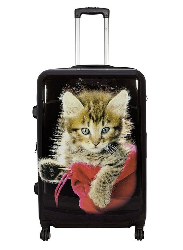 Mittlerer Reisekoffer 80 Li hübsche Katze Tiermotiv Koffer 67 cm Schwarz
