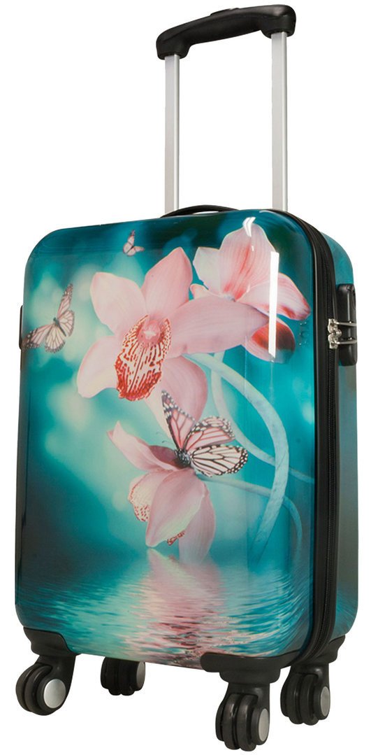 Kleiner Trolley Handgepäck Reisekoffer Orchidee Blumen Koffer 55 cm
