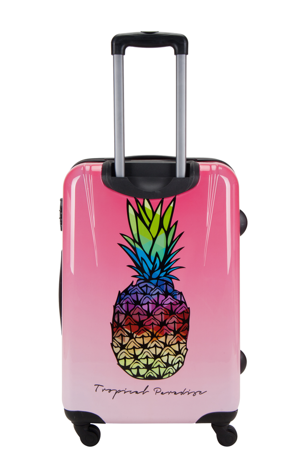 Saxoline Reise Koffer Trolley Ananas Obst Pink 4 Rollen 67 cm medium