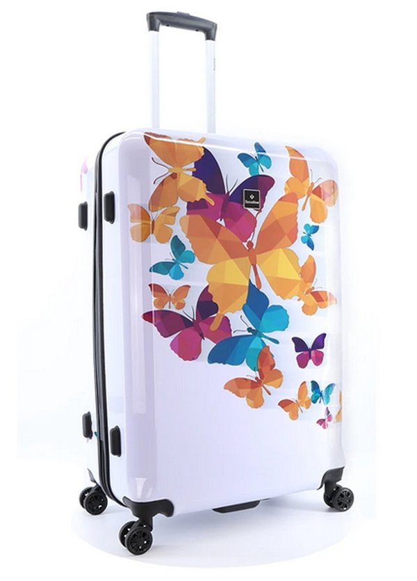 Saxoline Print Reise Koffer Rollen Trolley Bunt Schmetterling 78 cm groß