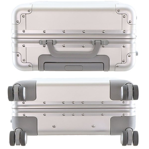 Aluminium Handgepäck Rollen Koffer 55 cm Reisetrolley 35 Li Silber Alu