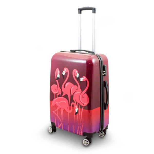 Motiv Koffer Flamingo Hartschalen Reisekoffer 4 Rollen Trolley 65 cm Bowatex